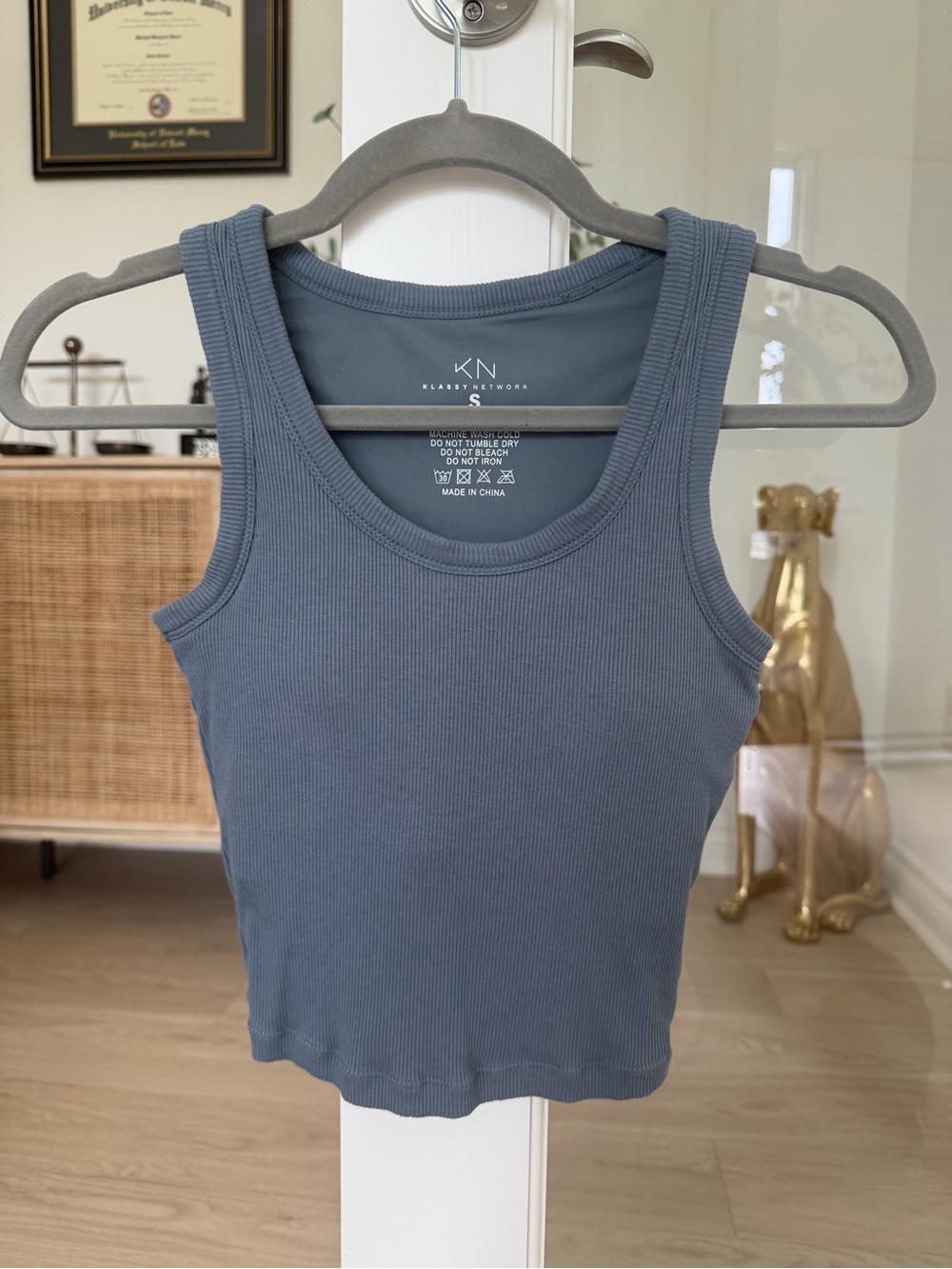 Klassy Network Slate Blue Ribbed Tank Top